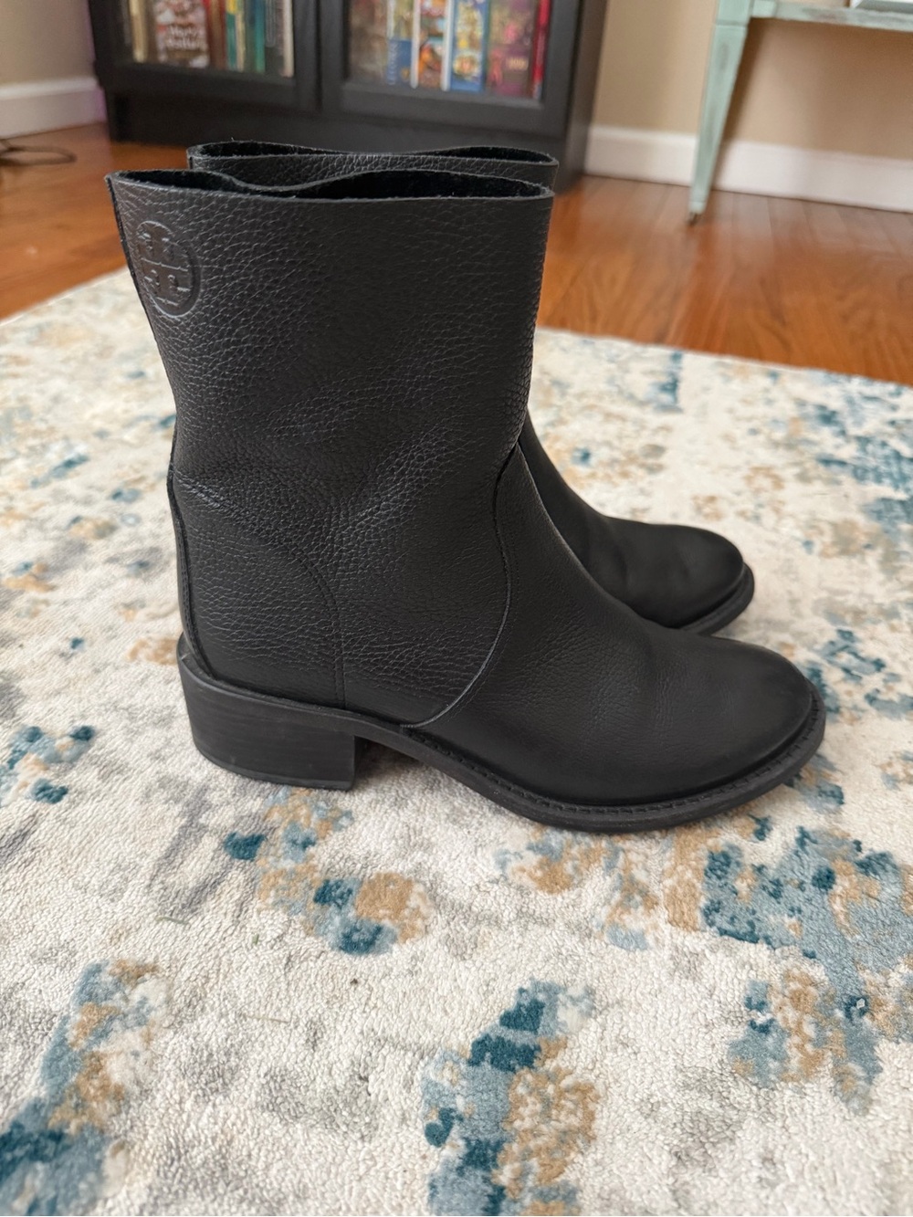 Tory Burch Women’s Siena Black Pebbled Leather Ankle Boots